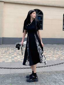 Women Midi Dresses - Black - View 3
