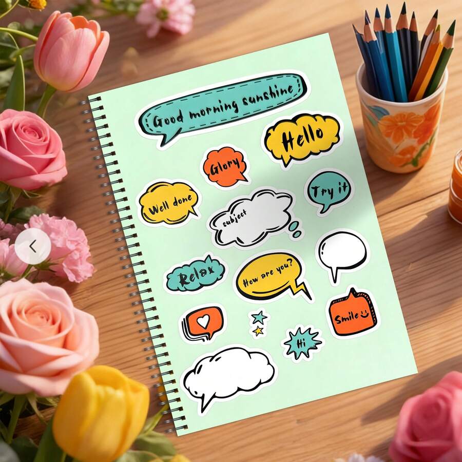 Spiral Bound Notebook | Vibrant Creative Design, Includes Positive & Friendly Phrases - Can Be Used To Highlight Notes, Express Mood, Encourage Yourself Or Others. (High Quality Paper | 25 Sheets 50 Pages) - Rectangle - View 1