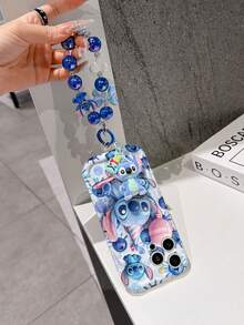 Disney Has Authorized, Phone Case - Chain Set, The Stitch Lilo & Stitch 3D Phone Case Plus A Silicone 3D Stitch Bracelet With Metallic Ring Removable Bracelet, Stitch And Angel Pattern, Compatible With Iphone17/16/15/14/13/12/11/XS/XR/X Plus Pro Max, A Stylish Cartoon Phone Case, The Perfect Gift Choice, Phone Protection, Durable Phone Cover, Great Gift For Friends And Family. - trắng - Xem 3