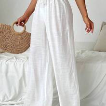 Swim Vcay Women White High Waist Ruffle Tied Wide Leg Beach Swimsuit For Summer Beach Vacation - Rosa - Ver 5