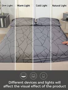 1pc Stone Pattern Printed Fitted Sheet, Daily Bedding, Soft & Breathable, Suitable For All Bed Sizes, Perfect Holiday Gift, Suitable For All Seasons, Machine Washable, Home Decor - Multicolor - View 9