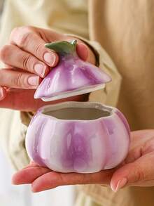 Tarro de almacenamiento de ajo, tarro de cerámica para almacenamiento de especias apto para cocina doméstica, mesa de comedor, ajo, jengibre, chile, Día de San Valentín, regalo perfecto - Multicolor - Ver 2