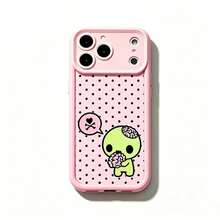 Y2k Kawaii Emo Zombie Phone Case |   Pink Black Polka Dot Skull Pattern Protective Cover, Soft Durable TPU Cover With Lens Protection. Compatible With 11-17 Pro Max &  , Cute Stylish Aesthetic Design, Perfect Gift Ideas For Her & Him. - 6 - Xem 10