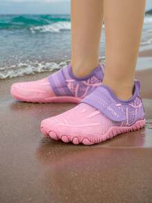 Sapatos Infantis/Sapatos de Vadear Infantis/Sapatos Esportivos de Praia Secos Rápidos para Meninas/Malha Respirável de Moda Listrada/Sapatos Leves de Sola Fina com para Meninas/Sapatos de Ioga para Meninas/Sapatos de Treinamento de Corda de Pular Interna para Meninas/Sapatos de Ciclismo Externos para Meninas - Rosa Bebê - Visão 8
