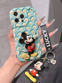 Disney Mickey Mouse Clubhouse Phone Case : 3D Fluffy Pattern Border Protector Phone Soft Phone Case With A Free Cute Mickey Bracelet Chain Lanyard, Mickey, Minnie, Goofy, Donald Duck, Daisy Duck, Pluto, For Apple 17 Promax 17 Pro 16 15 14 13 12 11 Pro Max XS Max X XR Soft Cover Summer Phone Case - 白色 - 查看 5