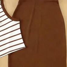 Striped Sleeveless Casual Tank Top And Mini Skirt 2 Pieces Set, Summer - Multicolor - Ver 5