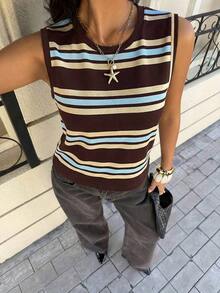 Camiseta de tirantes casual a rayas para mujer - Multicolor 2 - Ver 7