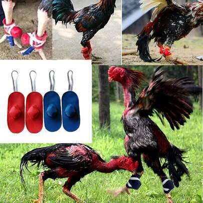 1 par de bandas ajustables para patas de gallo azules y rojas, etiquetas de marcador para peleas de gallos, accesorios para peleas de gallos, equipo de protección para gallos; suministros para gallineros, accesorios para espuelas de gallo, botas para pollos de pelea, equipo avícola, para etiquetas de patas de gallos de pelea, herramienta de identificación avícola