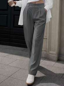 505 Women's Dress Pants, High Waist, Casual, Sophisticated, Elegant, Modern, Casual, Blogger, National Shipping Refresh Your Summer Promo Summer 3.3 Striped Pants, Women's Mo Fashion - 灰色 - 查看 2
