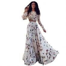 Summer New Butterfly Print Two-Piece Dress With Large Hem Beach Long Dress - White - View 6