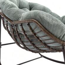 Mecedora de ratán para exteriores, asiento columpio tapizado con respaldo para entrada principal, sala de estar, patio, jardín. - Verde - Ver 11