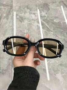 Óculos unissex retrô com armação quadrada, ideais para rostos pequenos. Lentes amarelas, estilo vintage, perfeitos para usar na praia. Combinam com suéteres, jaquetas, parkas, macacões, calças cargo, etc. - Multicolorido - Ver 1