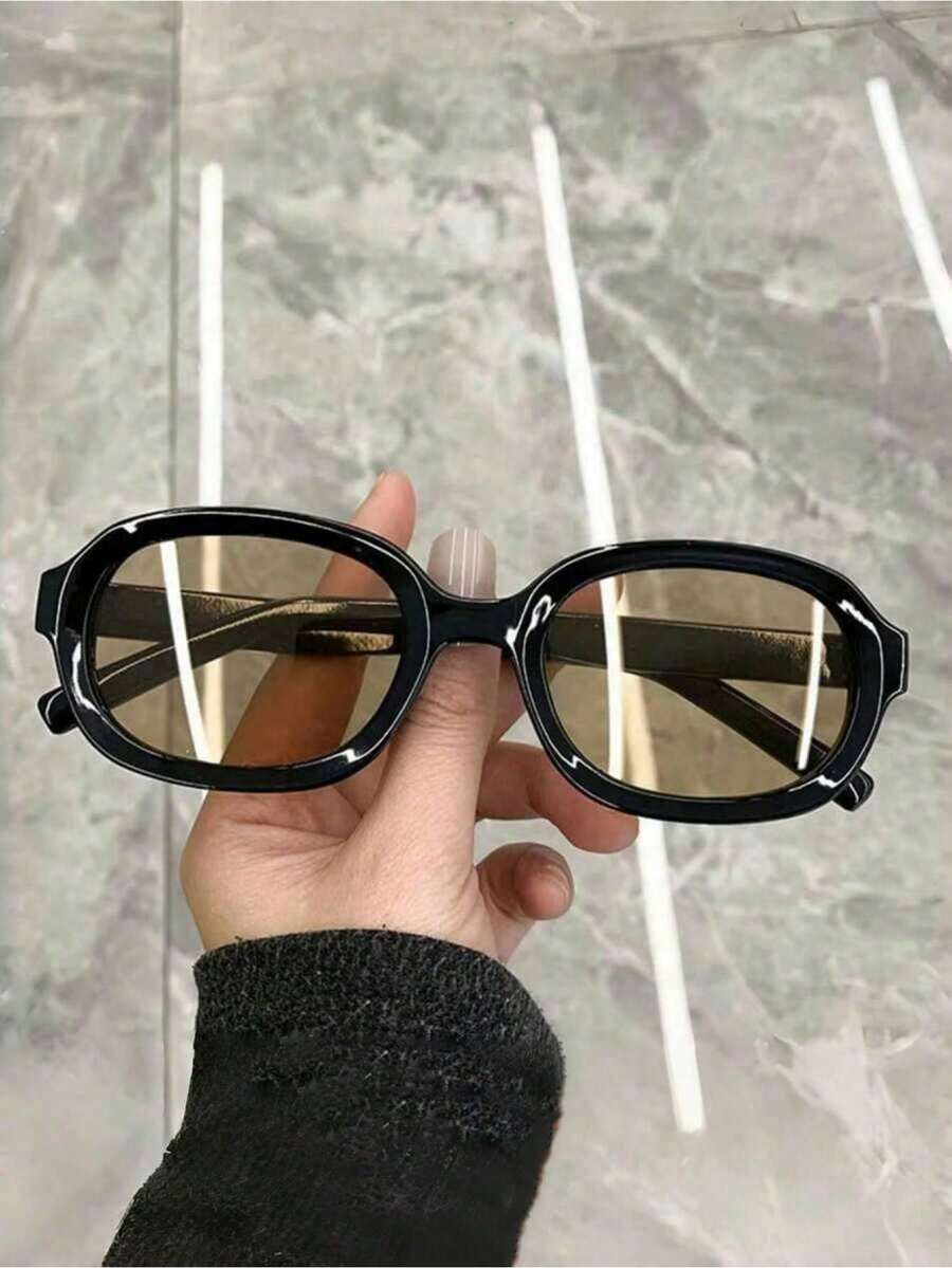 Óculos unissex retrô com armação quadrada, ideais para rostos pequenos. Lentes amarelas, estilo vintage, perfeitos para usar na praia. Combinam com suéteres, jaquetas, parkas, macacões, calças cargo, etc. - Multicolorido - Ver 1
