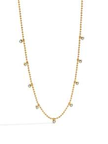 Women's Gold-Plated Pearl Chain Cubic Zirconia Necklace, Delicate Minimalist Style, Suitable For Daily Commute And Workwear, An Ideal Gift For Fashion Enthusiasts - Gold - View 6