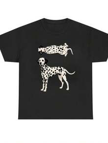 Graphic Shirt ,Spotted Dog Artwork, Pet Lover Tshirt For Men camisetas para hombre playeras de hombre ropa hombre conjunto de hombre playera de hombre cosas de hombre vestido casuales para mujer conjuntos de mujer blusas elegantes camisetas para mujer vestido de mujer - Negro - Ver 1