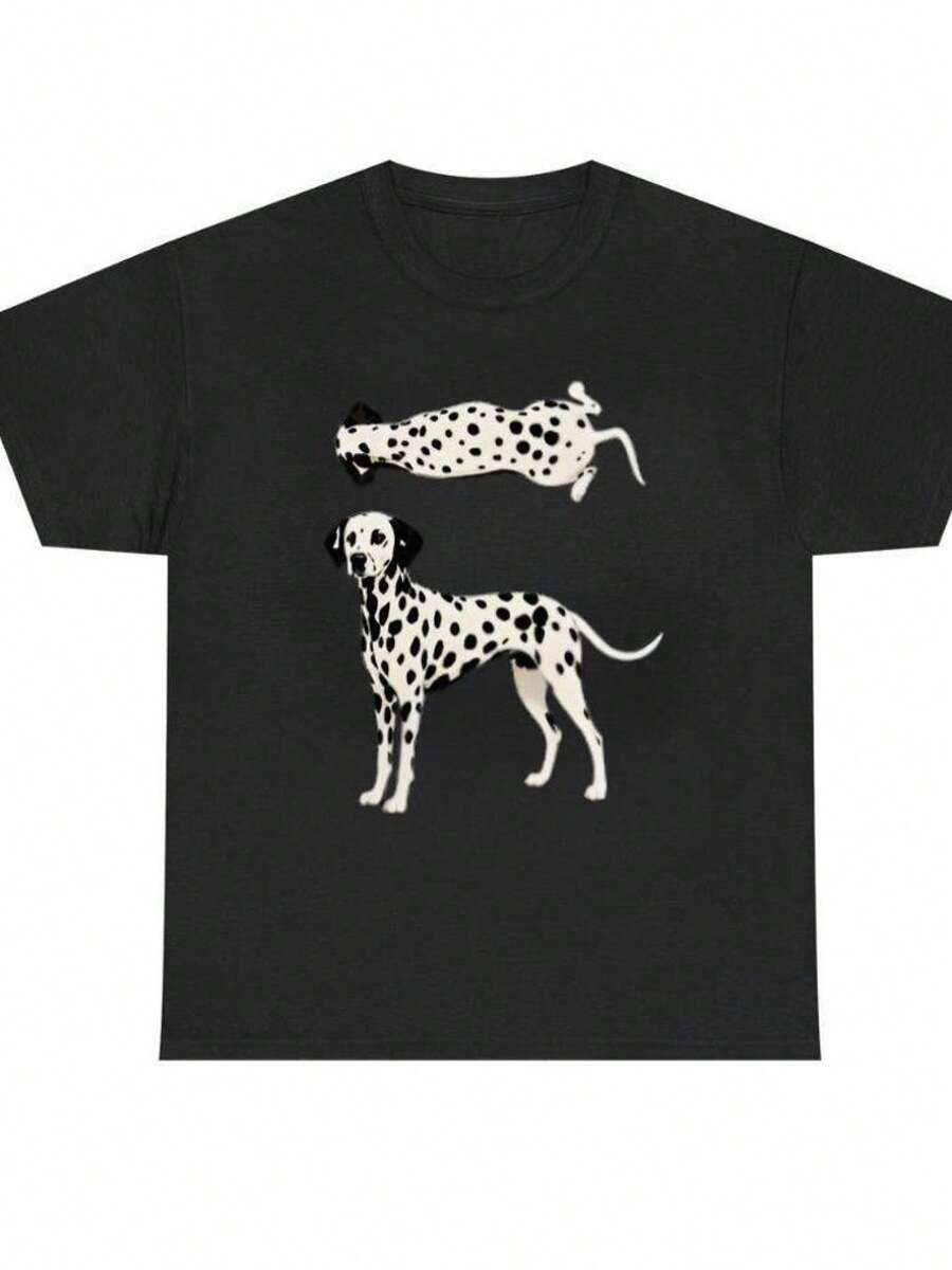 Graphic Shirt ,Spotted Dog Artwork, Pet Lover Tshirt For Men camisetas para hombre playeras de hombre ropa hombre conjunto de hombre playera de hombre cosas de hombre vestido casuales para mujer conjuntos de mujer blusas elegantes camisetas para mujer vestido de mujer - Negro - Ver 1