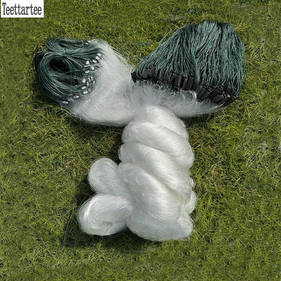 Teettartee Jaring Ikan Nilon 3 Lapis untuk Memancing di Luar Ruangan dan Berkemah, Jaring Insang Ikan Mas, Jaring Gantung, Jaring Pancing, Ketebalan 2.0, Ukuran Jala 8cm, Cocok untuk Menangkap Ikan Besar, Jaring Insang Ekstra Panjang