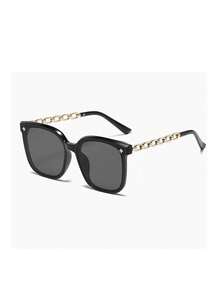 1 pieza Gafas de sol de hombre con marco grande y retro, templos con decoración metálica, elegante para uso diario, ir al trabajo, conducir, vacaciones en la playa - Multicolor - Ver 3