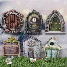 6pcs Woodland Fairy Tale Miniature Door Set, Micro Fairy House Decor For Garden And Yard Landscape - A - View 6