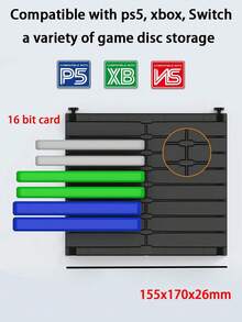 16-Slot High Capacity Game Disc Storage Holder Stand, Suitable For Switch Game CDs, Black - View 8