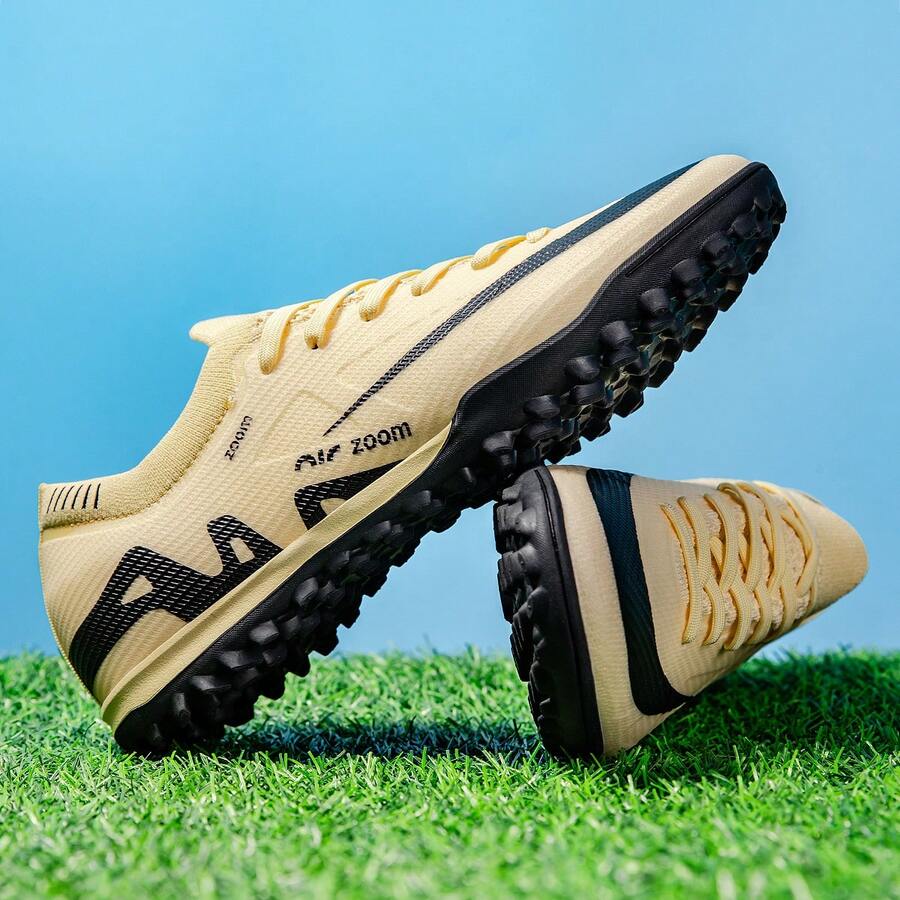 Hidkat Adult Men's Touch-Enhanced Soccer Shoes, Soft Sole, Improved Ball Control, Lightweight Design, Suitable For Artificial Turf Training And Matches - Champagne - View 1
