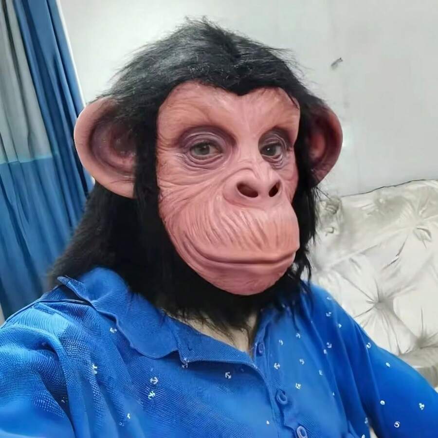 Black Fur Rubber Gorilla Mask Full Face Ape Headpiece Latex Monkey Mask Suitable For Halloween Cosplay Funny Animal Prop - Chimpanzees - View 1