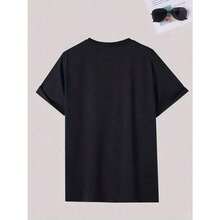 Camiseta de Manga Corta con Patrón de Moda para Hombres de Verano - Negro - Ver 3