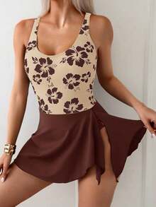 Swim Lushoire 1 pieza Traje de baño entero de unicolor para mujer, de moda para el verano - Multicolor 9 - Ver 4