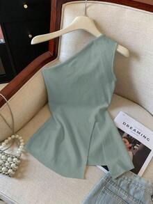 Camiseta asimétrica con estampado de cerezas para mujer, de gran en primavera/verano - Verde - Ver 5