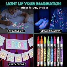 8pcs New Glow Marker Vivid Colors, Suitable For Party,Cosplay,Holiday Halloween Christmas Evening,Can Be Write On Any Surface For Surprise,Friendly For Skin,Face,Desk,Papers.., Back To School - Sets - View 4