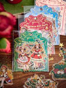 (4 verschiedene Designs) 1 Packung mit 15 Stücke Weihnachts-Themen Aufkleber, kreative ästhetische Aufkleber-Abziehbilder, DIY Dekorations-Scrapbooking Bastelmaterialien, Urlaubsgeschenk, personalisiertes Sammelalbum Schulmaterial - Ein süßes Weihnachten - Übersicht 5