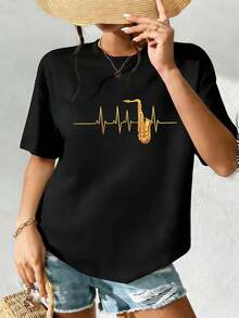 Dam-T-shirts - Svart - Visa 2