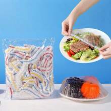 500pcs Stretchable Transparent Plastic Food Wrap, Leak-Proof Dust-Proof Plastic Packaging Film, Reusable Bowl Covers, Suitable For Household Food Storage (Also Available In 300/200/100/10pcs Sets) - View 2