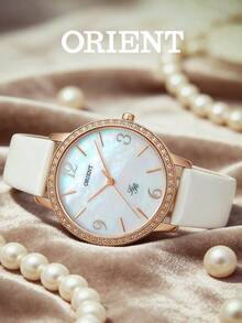 Orient 女士大表盘白色皮表带时尚优雅腕表，适合作为女士礼物。FQC0H002W0 - 白色 - 查看 4