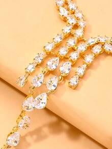 1 pieza Anillo y pulsera conectados con cristales brillantes incrustados, accesorio de cadena de dedo de diseño único - Pulsera de diamantes de imitación - Ver 7