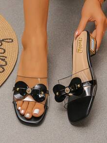 High Heeled Sandals, A Versatile/Comfortable Pair For Women, Transparent Butterfly High-Heeled Sandals With Cute Bow Design And Comfortable Upper Design. Suitable For Daily Outings, Parties, Vacations, Weddings, Etc. - Black - View 3