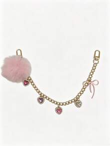 Encantos de bolso con lazo y strass en forma de corazón rosa - Rosa - Ver 5