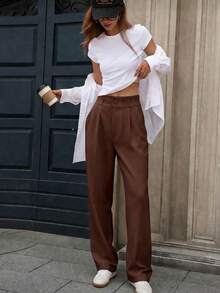 MODA MO, REF: 505 Women's Dress Pants, High Waist, Casual, Sophisticated, Elegant, Modern, Casual, Blogger, Striped, Refined Look, Comfortable, Summer  3.3. - 鏽棕色 - 查看 4