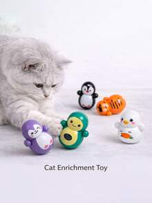 5个装免电池自平衡滚动猫玩具，猫咪益智玩具，款式随机，轻质塑料材质，适合室内猫咪玩耍 - 彩色 - 查看 12