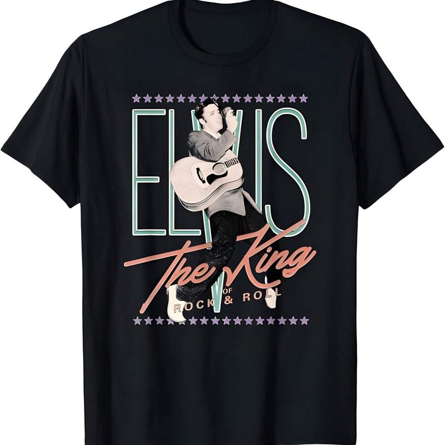 Elviss Presleys camiseta vintage - ajuste clásico, cuello tripulación, manga corta - Negro - Ver 1