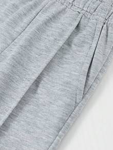 1pc Tween Boys' Casual Loose Fit Straight Leg Drawstring Bermuda Shorts, Comfortable For Summer Sports And Commuting - Light Grey - View 8