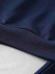 Toddler Bow Decor Print Warm Crew Neck Sweatshirt And Sports Pants Set - Royal Blue - View 4
