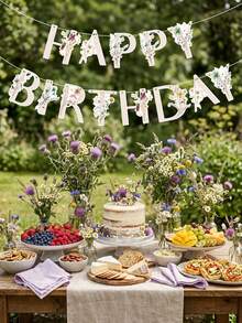 一套野花主题生日快乐横幅，波西米亚风野花图案，生日快乐易拉宝，生日派对背景悬挂装饰，野花主题生日派对装饰，家居装饰，房间装饰，生日墙面悬挂装饰横幅，野花生日派对装饰，生日庆祝装饰，生日派对用品，生日礼物 - 野花主題 - 查看 10
