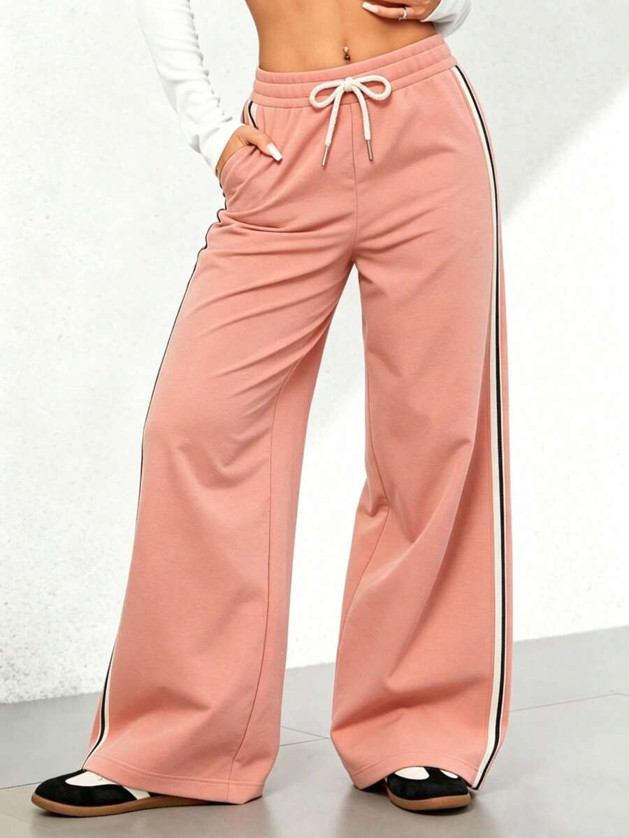 Pantalones con rayas laterales - Rosa - Ver 1