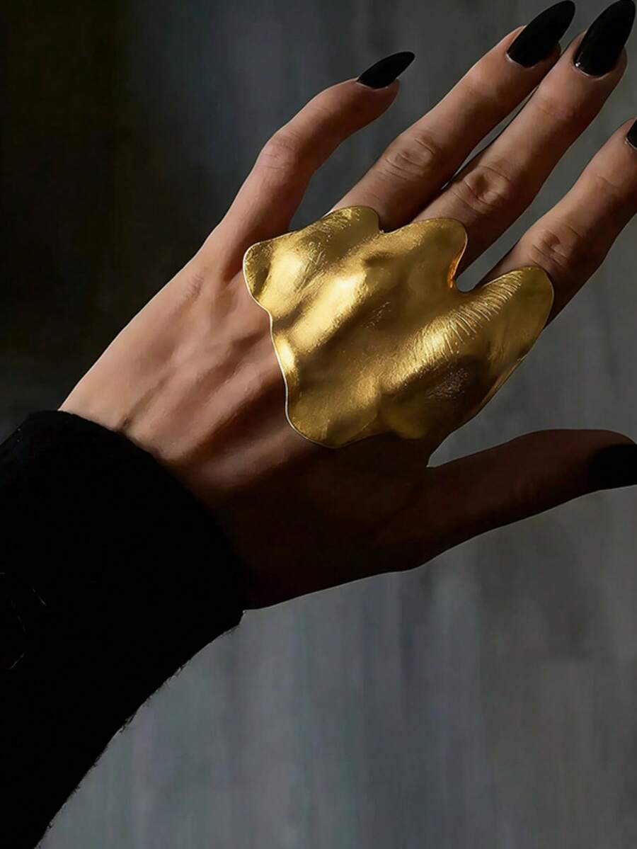 1 pièce Bague plissée asymétrique pour les phalanges, design artistique de niche, protecteur d'articulation hip-hop unique pour le doigt droit, convient pour le port quotidien, les vacances et les festivals de musique - Multicolore - Voir 1