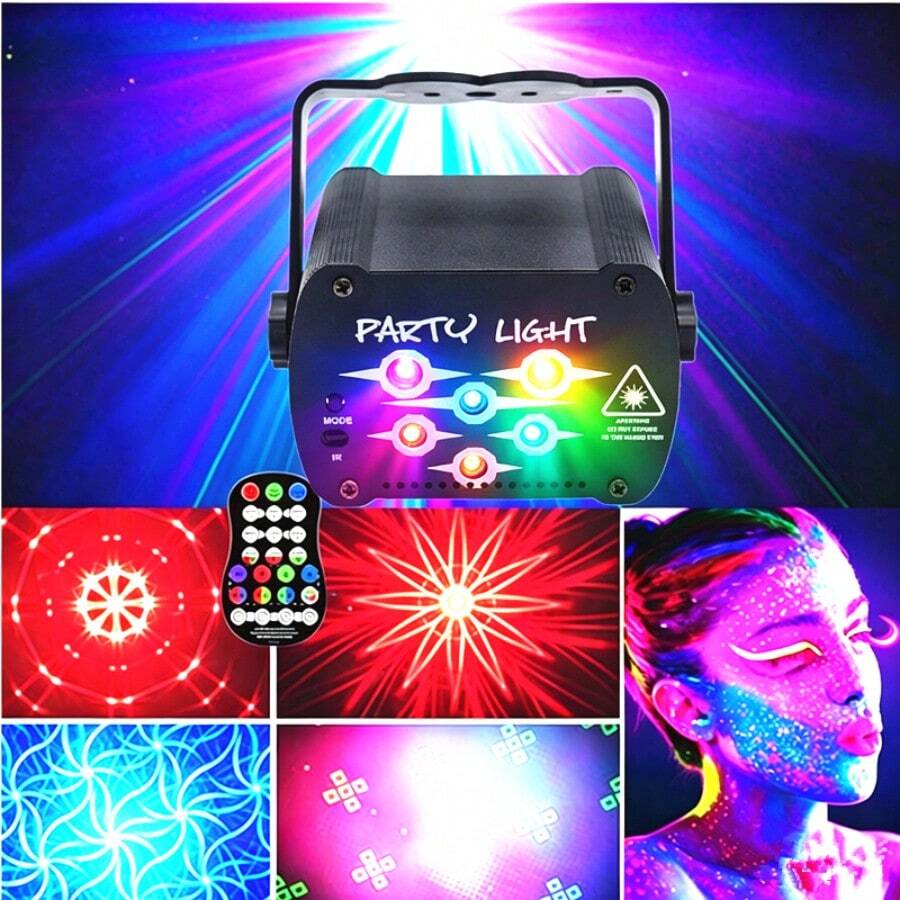 Disco Lights, DJ Party Lights, Strobe Projector - Multiple Pattern Effects, Remote Control, Mini LED USB Powered, UV Projector Light - Suitable For Birthday, Holiday, Home Party, Karaoke, Camping, Performance Party, Light Show, Atmosphere Light