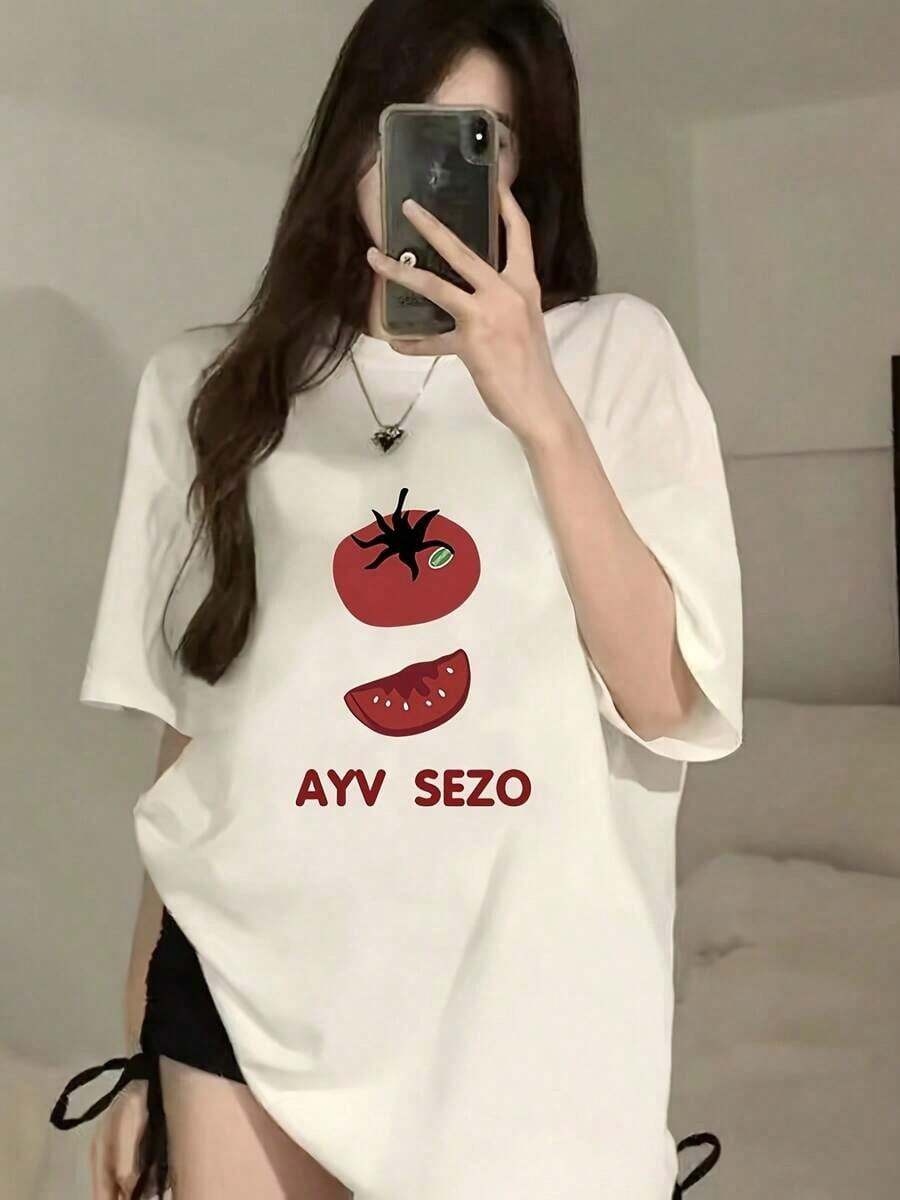 Camiseta Relajada con Estampado Forestal Cottagecore, Camiseta de Algodón Transpirable para Amantes de la Naturaleza, Camiseta de Manga Corta Casual Vintage para Mujer 100% Algodón Puro - Corte Holgado con Cuello Redondo, Camiseta de Verano con Divertido Estampado de Tomates y AVZSO, Tejido Cómodo y Transpirable Lavable a Máquina, Diseño de Frutas y Verduras 2026 - Camiseta con Estampado Escénico Vacacional, Camiseta Casual de Playa de Verano con Cuello Redondo - Camiseta Unisex de Algodón de Manga Corta y Cuello Redondo Estilo Vintage Urbano, Blusas para mujer. blusas.blusas casuales para dama. - Blanco - Ver 1