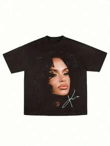 Camiseta de Algodón con Estampado Gráfico de Kehlani - Camiseta Casual de Cuello Redondo para Hombre con Estampado Audaz de "Kehlani", Manga Corta, Algodón Puro, 220g, Regalo Perfecto para Fans de Kehlani y Amantes de la Música - Negro - Ver 6