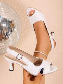 2025 Neue Lateinamerikanische Tanzsschuhe für Frauen, mittlere Absätze, weiche Sohle für Outdoor Ballroom Tanzen, Sommer Peep Zehen sexy retro römischer eleganter europäischer und amerikanischer Stil Kreuz-Riemen High Heel Sandalen - Weiss - Übersicht 1
