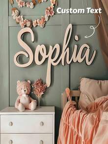 1pc Customized Wooden Wall Letter - Personalized Name Plate | Wedding Backdrop Decor | Handmade Wooden Plaque | Customizable Text And Font | Suitable For Home/Shop/Event Decoration - Multicolor - View 6